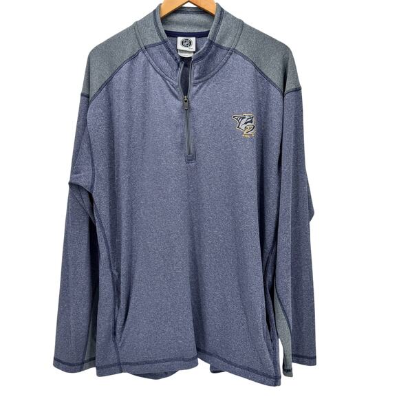 Nashville Predators 1/4 Zip Mens XL Blue Gray Pullover + Pockets NHL Hockey - Picture 1 of 9